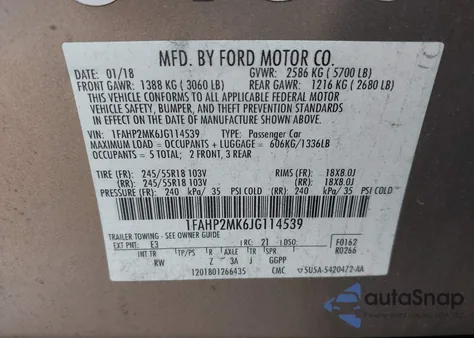 2018 Ford Police Interceptor z USA, uszkodzony, nr VIN 1FAHP2MK6JG114539